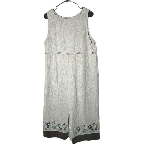 J Jill Medium Wool Dress Embroidered Hem Midi Tan Brown Modest MP - Picture 5 of 7
